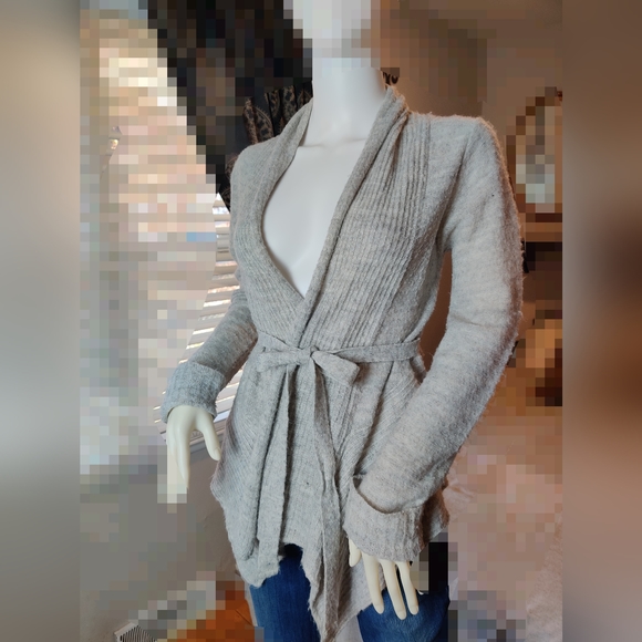 American Rag Heather Gray Wrap Waterfall Sweater Size XS - Picture 3 of 12